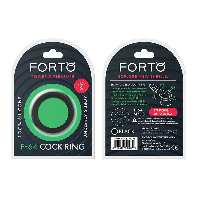 Forto F-64 Wide Liquid Silicone Cockring Small Black by Vvole