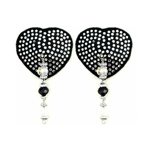 Bijoux de Nip Black Crystal Heart Pasties with Faceted Beads by PHS International