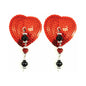 Bijoux de Nip Red Sequin Heart Pasties with Faceted Beads by PHS International