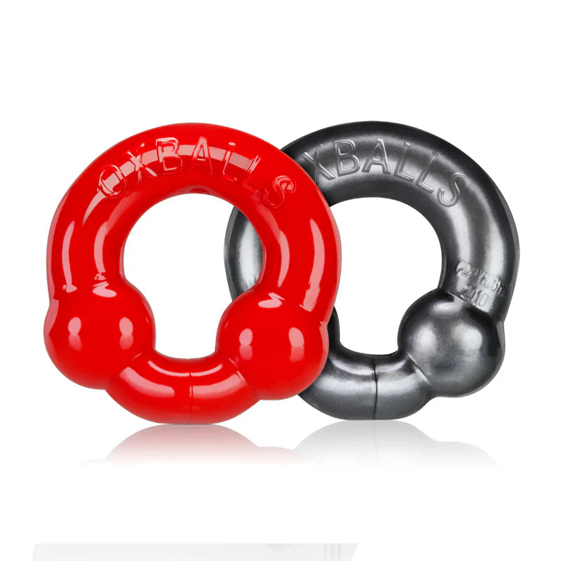 OxBalls 2-Pack Cockring, Steel & Red by Blue Ox Designs, Oxballs