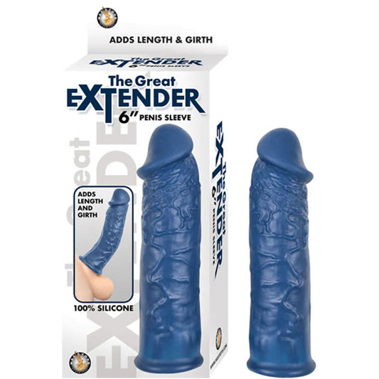 The Great Extender 6in Penis Sleeve Silicone Blue by Nasstoys