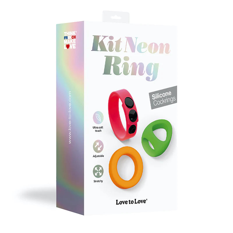 Love to Love Kit Neon Ring Silicone Cockring Set by Lovely Planet USA