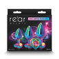 Rear Assets 3-Piece Metal Plug Kit Multicolor/Rainbow Heart by New Sensations Novelties Inc.