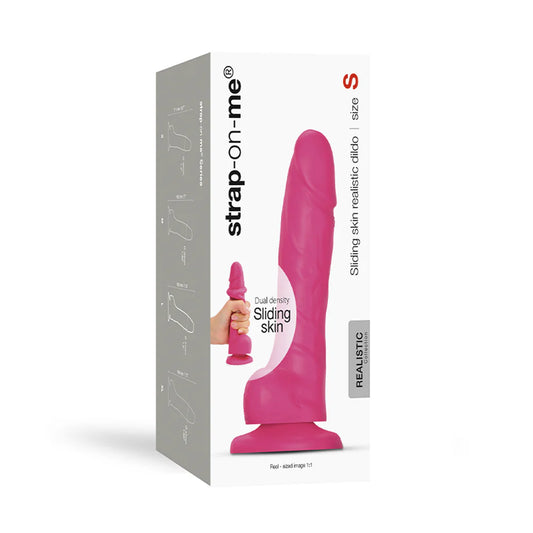 Strap-On-Me Realistic Collection Sliding Skin Dual-Density Silicone Dildo Fuchsia S by Lovely Planet USA