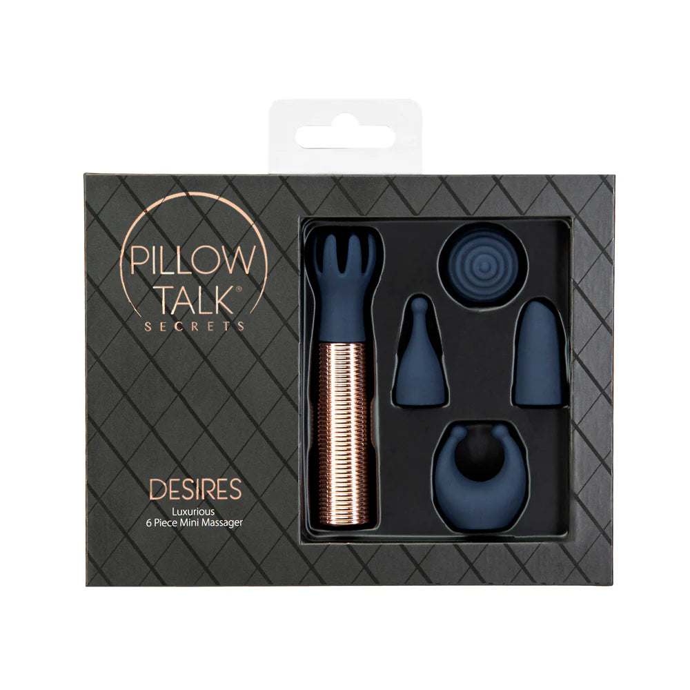 Pillow Talk Secrets Desires 6-Piece Silicone Mini Massager Set Navy by BMS Factory