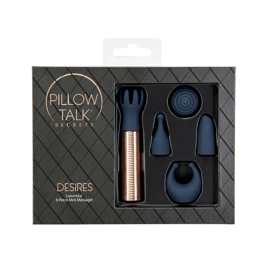 Pillow Talk Secrets Desires 6-Piece Silicone Mini Massager Set Navy by BMS Factory