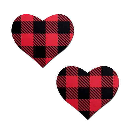 Pastease Buffalo Plaid Heart Pasties Red by Pastease