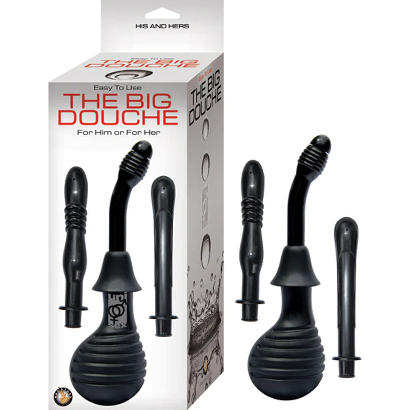 The Big Douche For Vaginal & Anal Use With 3 Unique Attachments (Black) by Nasstoys