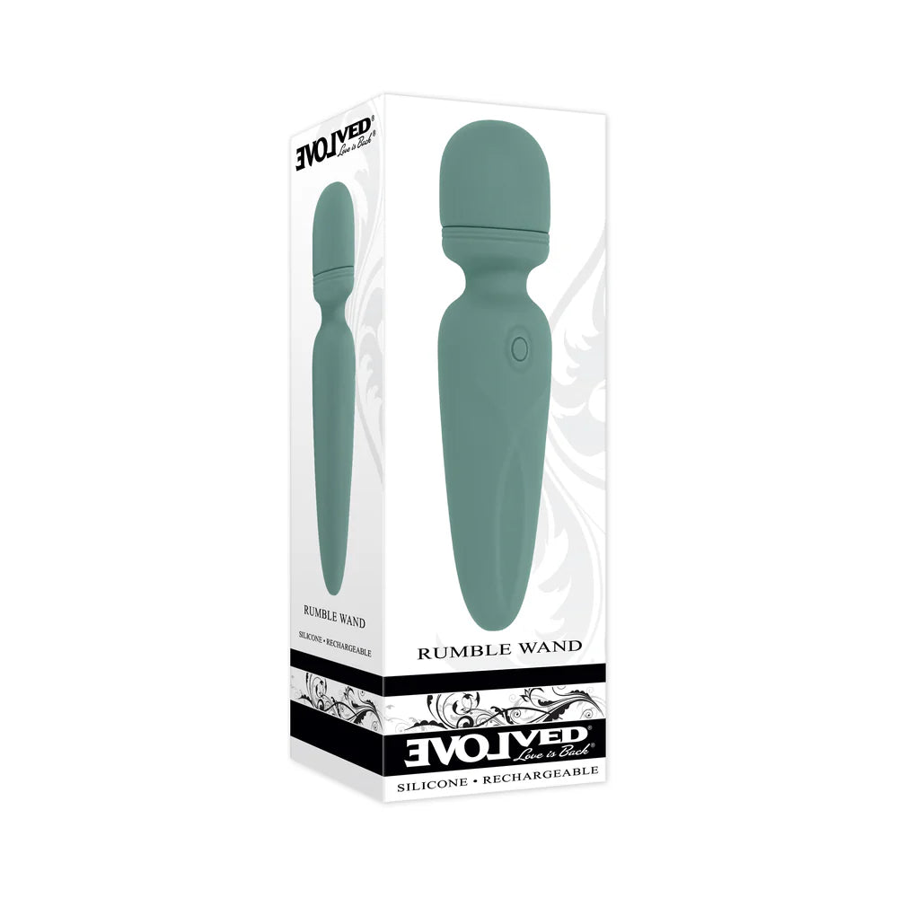 Evolved Rumble Wand Rechargeable Vibrating Mini Wand Silicone Green by Evolved