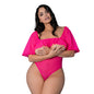 Magic Silk Pink Kink Flutter Sleeve Teddy Pink Glow Queen Size by Magic Silk