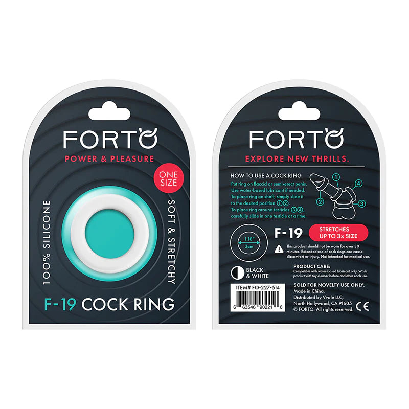 Forto F-19 Liquid Silicone 2-Tone Cockring Black/White by Vvole