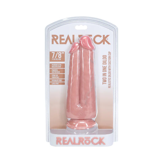 RealRock Two in One 7 in. / 8 in. Dildo Beige by Shots America LLC