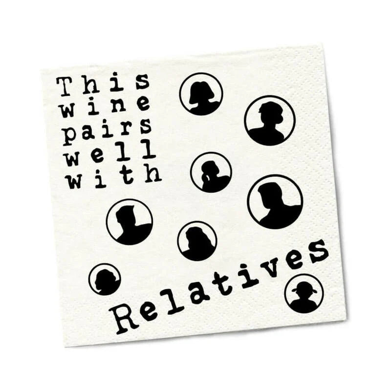 Twisted Wares Wine Pairs Well With Relatives Napkins 20-Pack by Twisted Wares