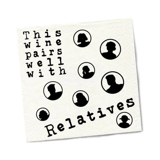 Twisted Wares Wine Pairs Well With Relatives Napkins 20-Pack by Twisted Wares