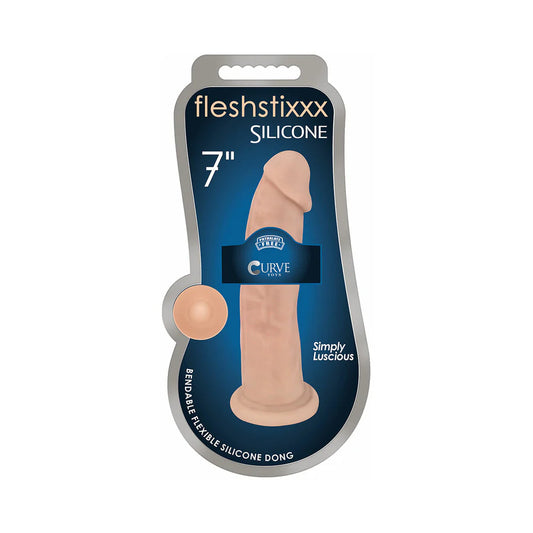 Curve Toys FLESHSTIXXX 7 in. Posable Silicone Dildo with Suction Cup Beige by XR llc DBA Curve