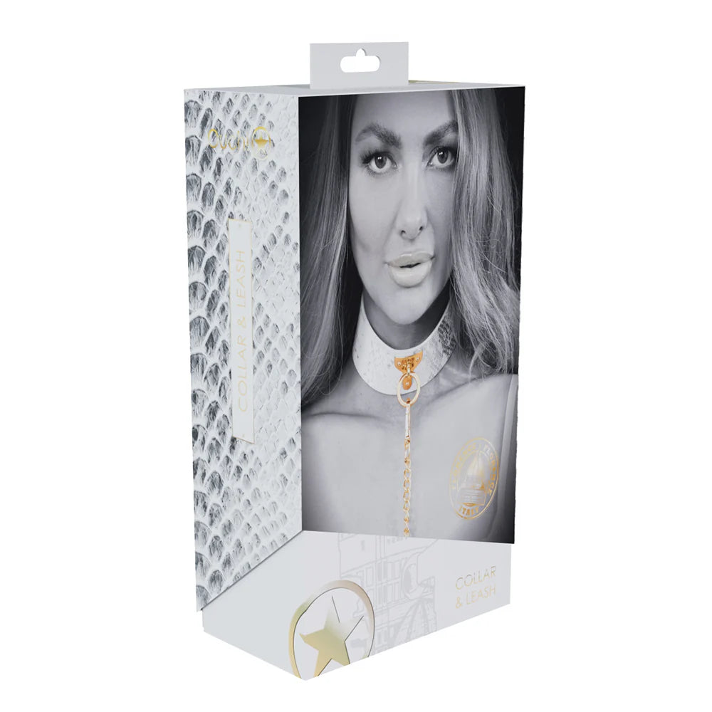 Ouch! International Florence Collection Collar with Leash White by Shots America LLC