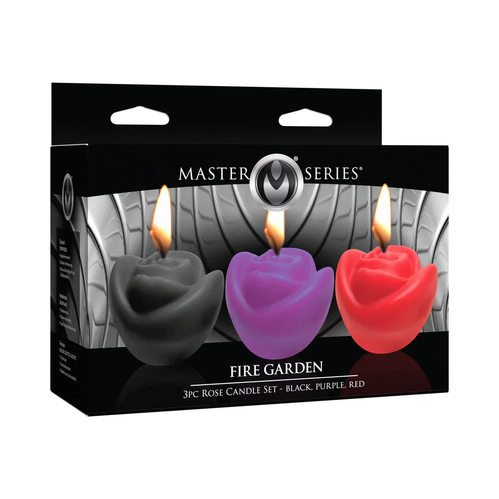 Master Series Fire Garden 3-Piece Rose Candle Set Black/Purple/Red by XR LLC