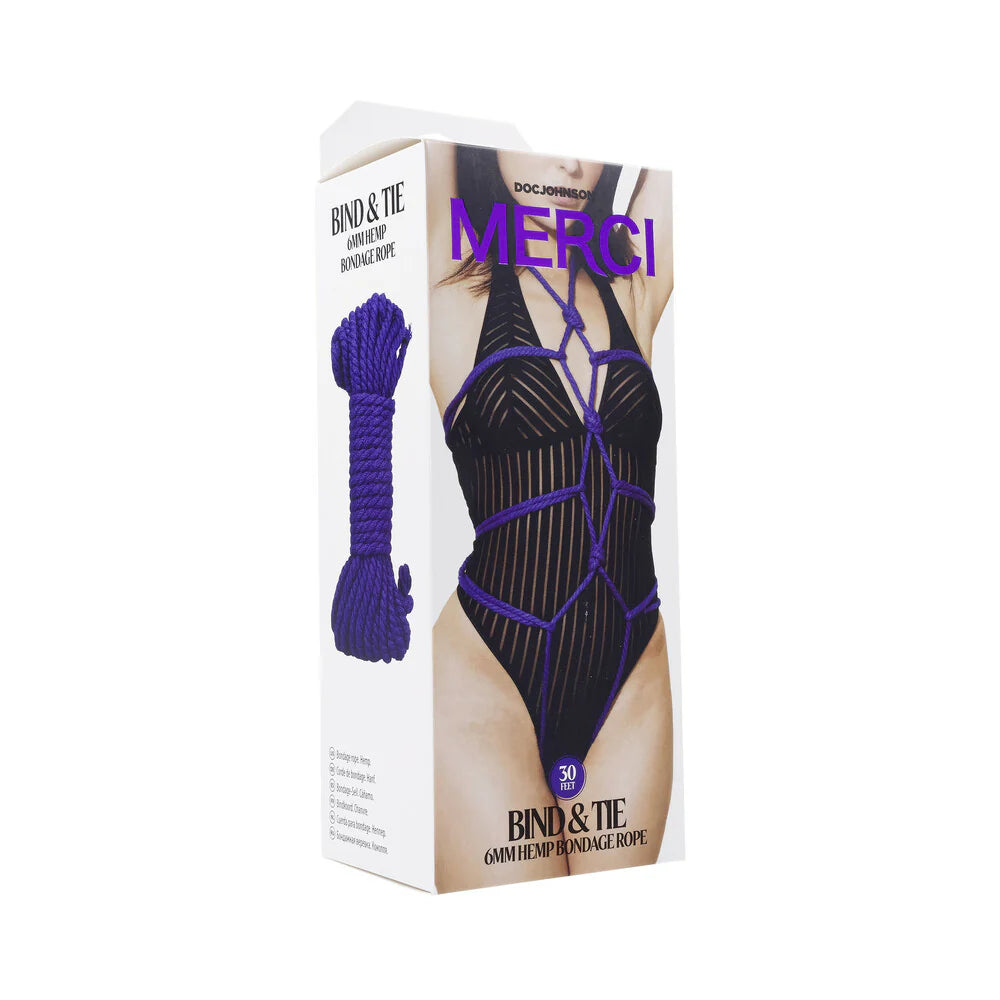 Merci Bind & Tie 6mm Hemp Bondage Rope 30 ft. Violet by Doc Johnson