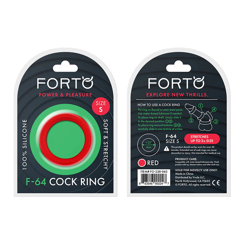 Forto F-64 Wide Liquid Silicone Cockring Small Red by Vvole