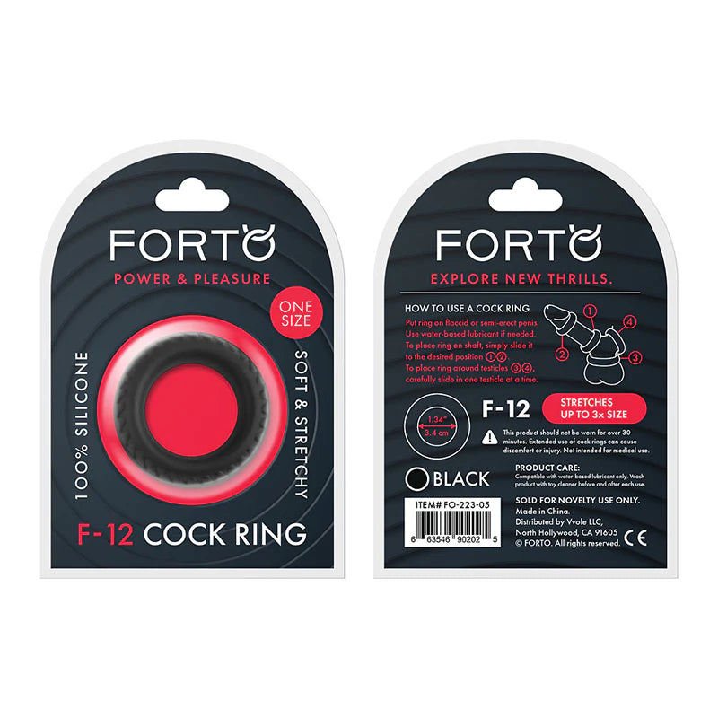 Forto F-12 Liquid Silicone Cockring 35mm Black by Vvole