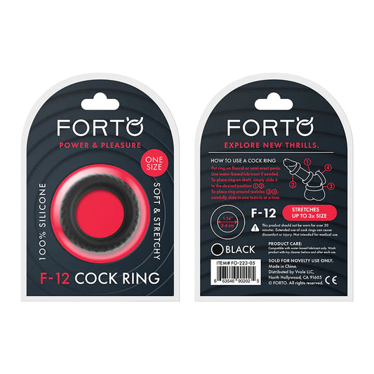 Forto F-12 Liquid Silicone Cockring 35mm Black by Vvole