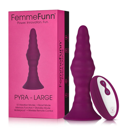 FemmeFunn Pyra Rechargeable Remote-Controlled Silicone Vibrating Anal Plug Large Dark Fuchsia by Vvole