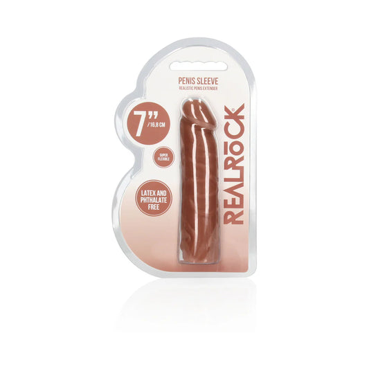 RealRock Realistic Veiny 7 in. Penis Sleeve Extender Tan by Shots America LLC