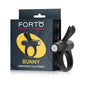 Forto Bunny Rechargeable Silicone Vibrating Cockring with Stimulating Ears Black by Vvole