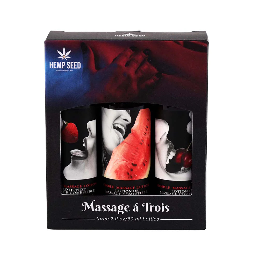 Earthly Body Massage-a-trois Edible Massage Lotion 3-Piece Gift Set Box 2 oz. by Earthly Body