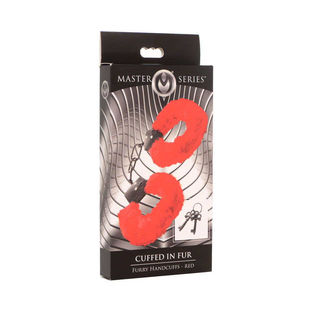 Master Series Cuffed in Fur Furry Handcuffs Red by XR LLC