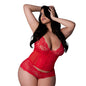 Magic Silk Sugar High Plunge Bustier & Boy Short Set Red Queen Size by Magic Silk