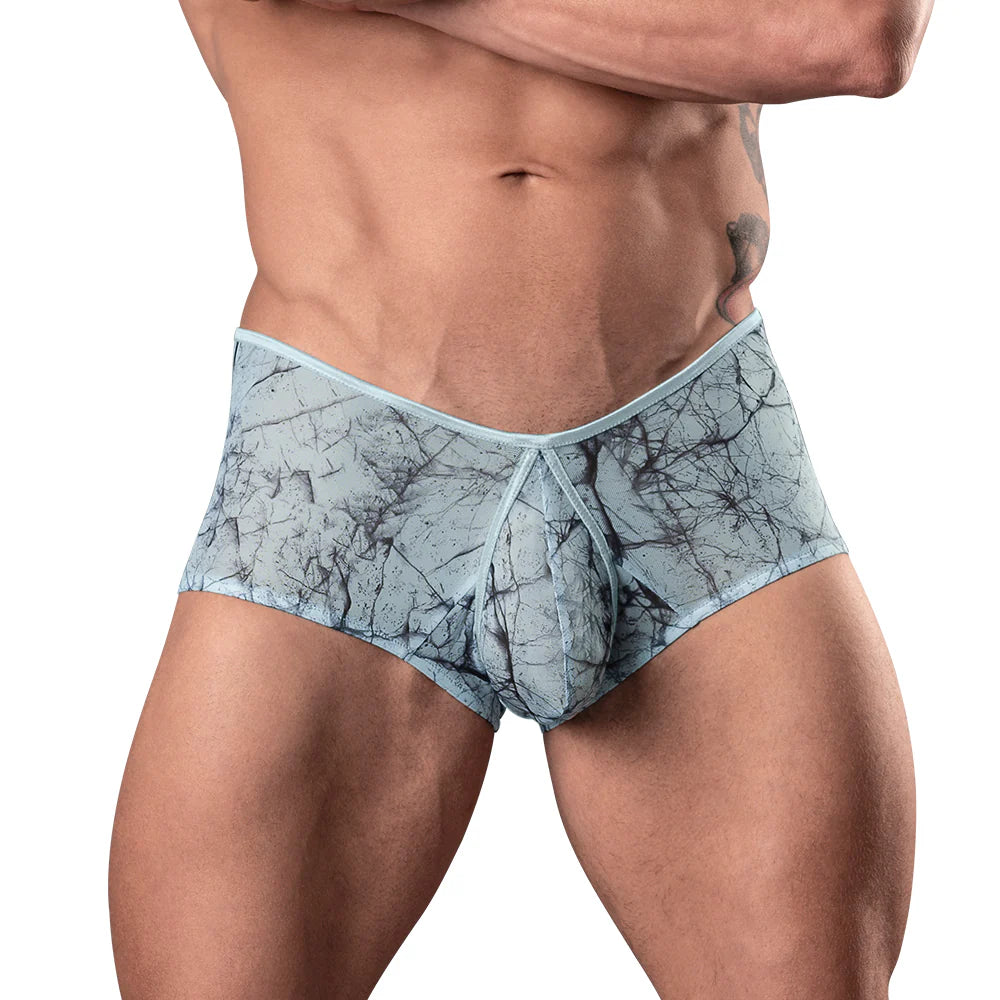 Male Power Marble Mesh Micro Mini Short Silver Blue XL by Male Power