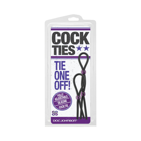 Cock Ties (Black) Lasso/Bolo by Doc Johnson