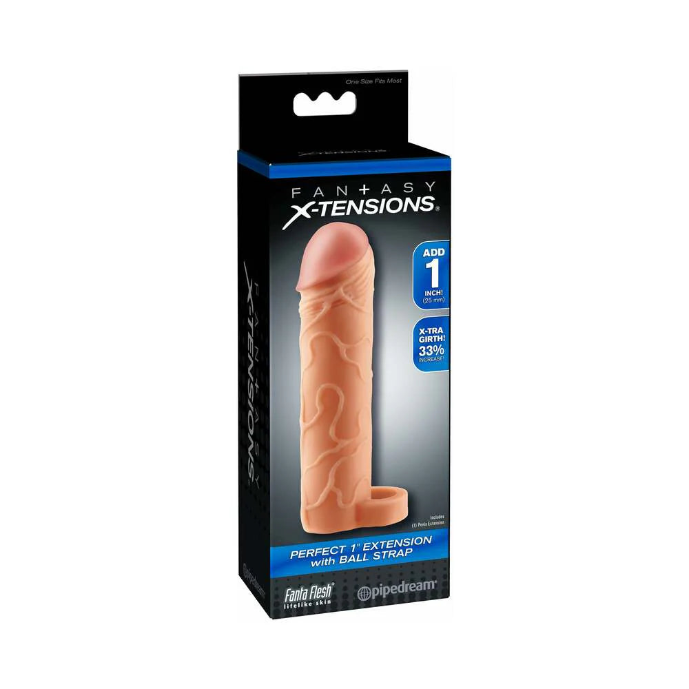 Fantasy X-tensions Perfect 1 in. Extension With Ball Strap Beige by Pipedream