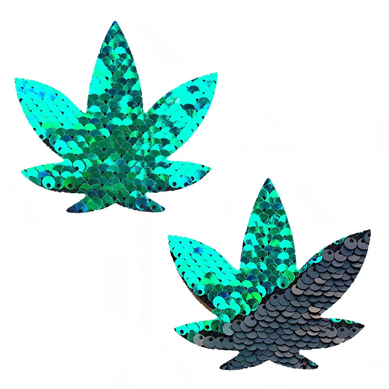 Neva Nude Pasty Pot Leaf Sequin Green To Black by Neva Nude LLC