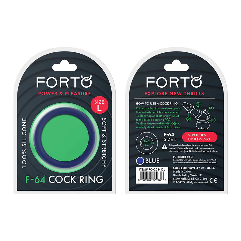 Forto F-64 Wide Liquid Silicone Cockring Large Blue by Vvole