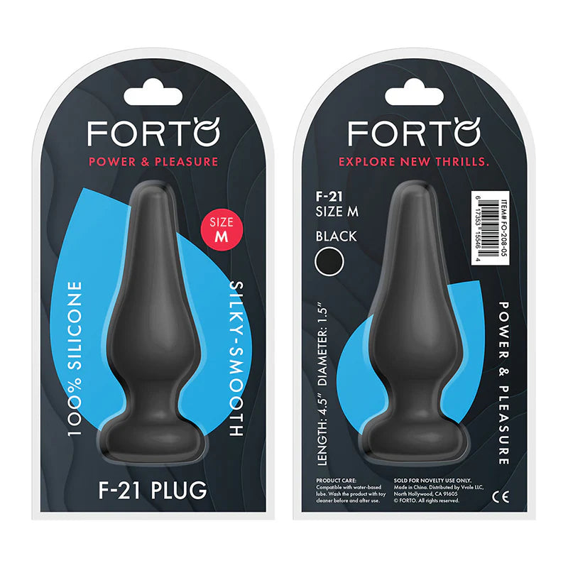 Forto F-21 Tear Drop Silicone Anal Plug Medium Black by Vvole