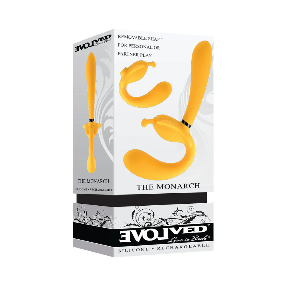 Evolved Monarch Rechargeable Silicone Multifunction Vibrating Strapless Strap-On Yellow by Evolved