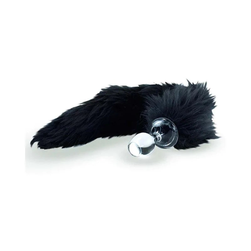 Crystal Delights Minx Faux Fur Tail Plug Black by Crystal Delights LLC