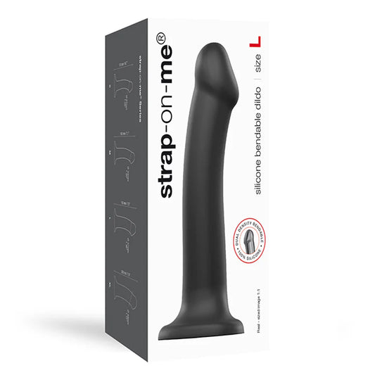 Strap-On-Me Bendable Dual-Density Silicone Dildo Black L by Lovely Planet USA