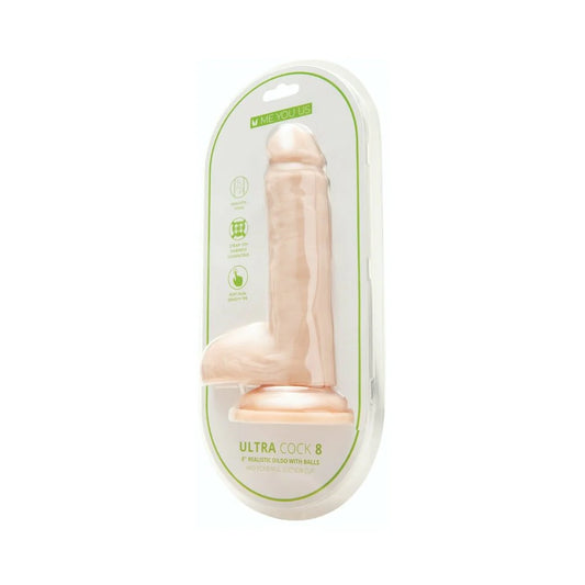 Me You Us Ultra Cock 8 in. Realistic Dual Density Dildo with Balls Vanilla by Simply Pleasure Ltd