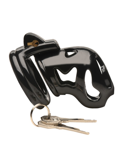 Master Series Hard Stop Double Ring Chastity Cage - Black by Xr llc