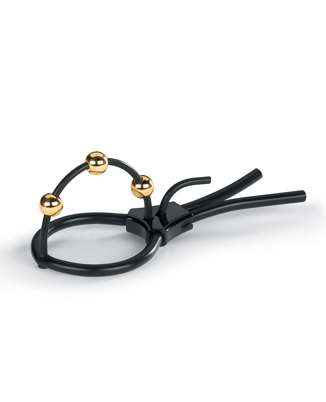 Mystim Pearly Pete Corona Strap w/Gold Balls - Black by Mystim gmbh