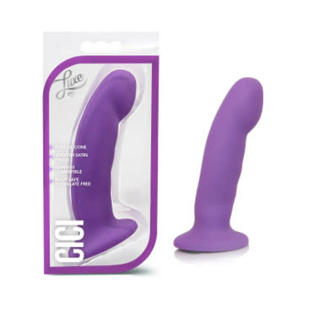 Luxe Cici 6.5 in. Curved Silicone Dildo Purple by Blush