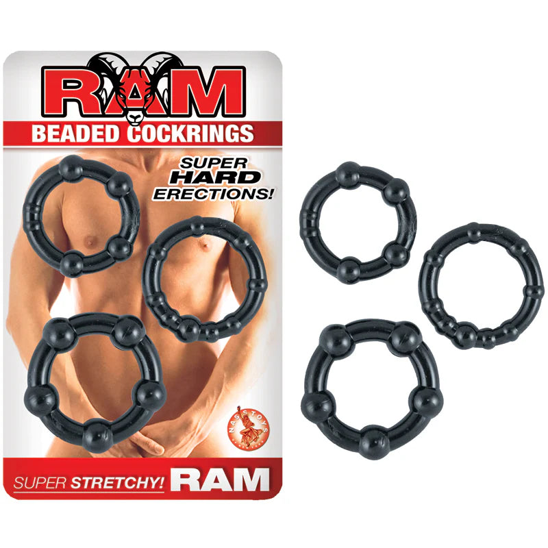 Ram Beaded Cockrings (Black) by Nasstoys