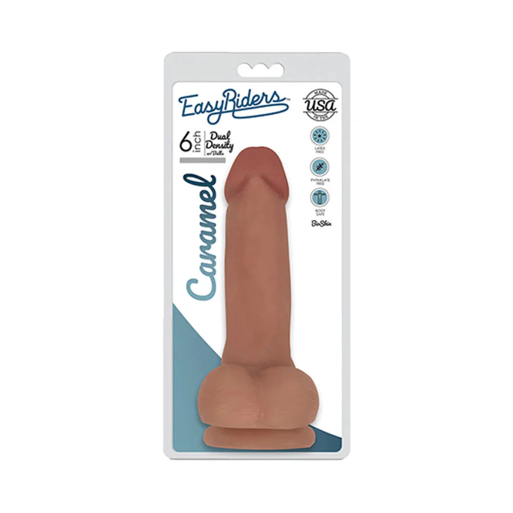 Curve Toys Easy Riders 6 in. Dual Density Dildo with Balls & Suction Cup Tan by XR llc DBA Curve