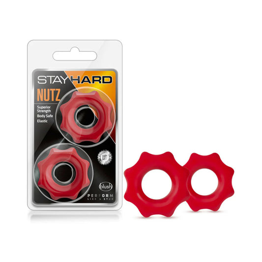 Stay Hard Nutz Cockring 2-Pack Red by Blush