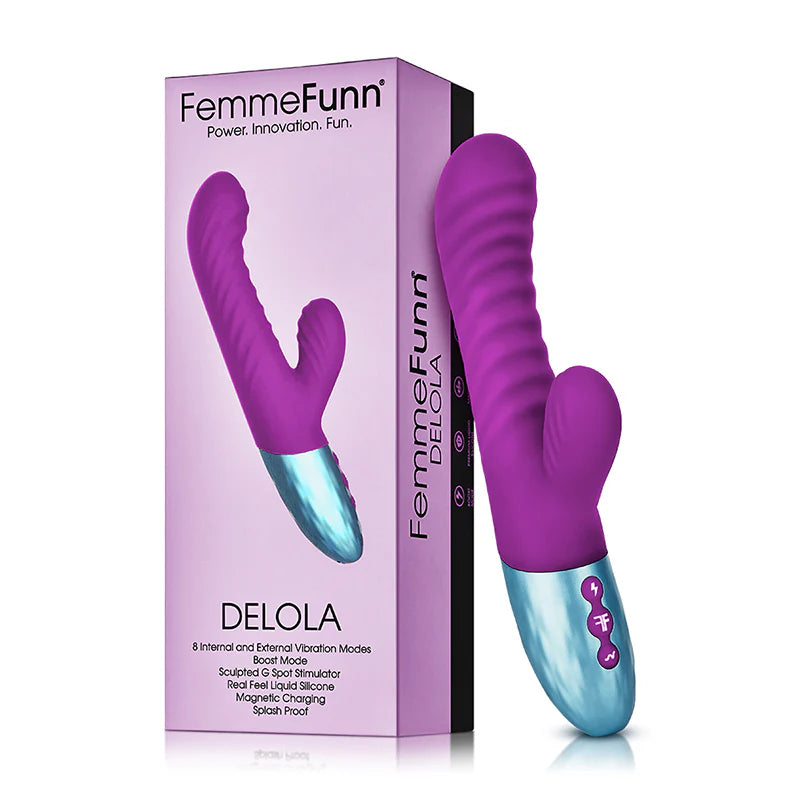 FemmeFunn Delola Rechargeable Silicone Dual Stimulation G-Spot Vibrator Purple by Vvole