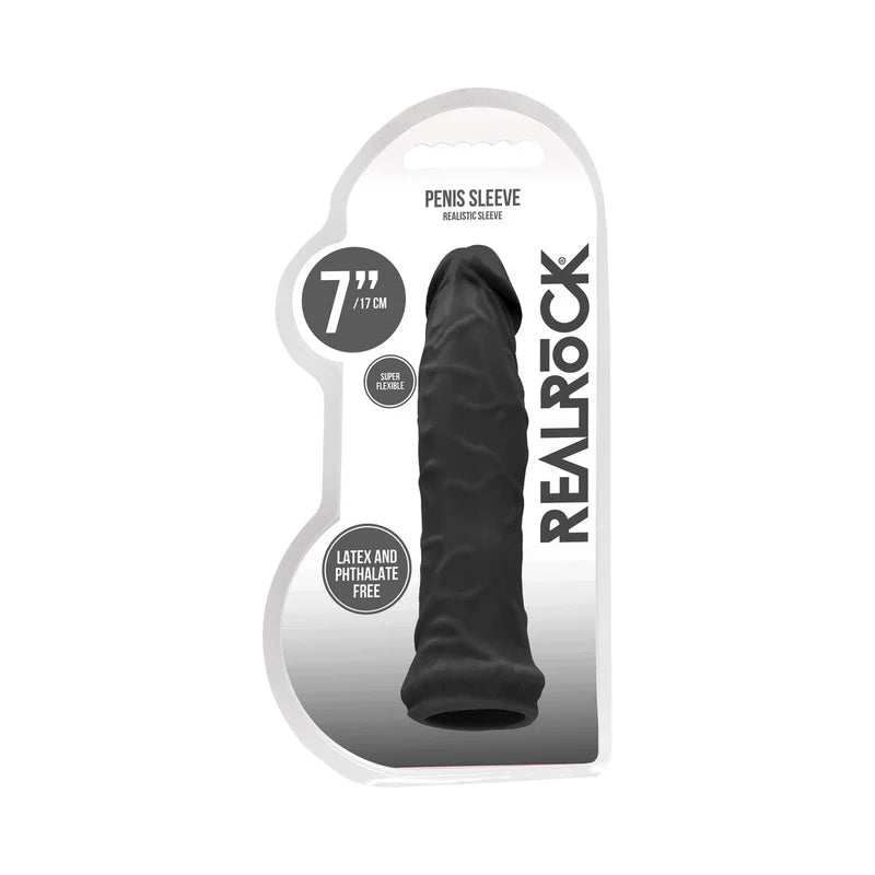 RealRock Skin 6 in. Penis Extender Sleeve Black by Shots America LLC