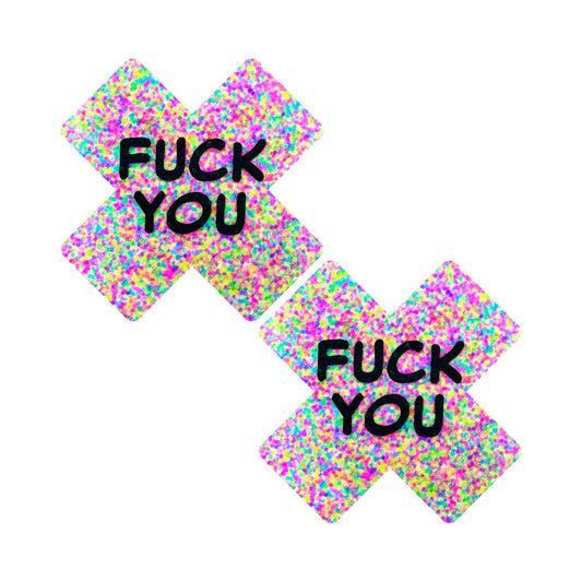 Neva Nude F*ck You Sprankles 3D Neon Blacklight X Factor Nipple Pasties by Neva Nude LLC